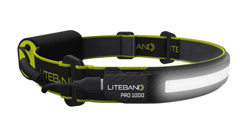 Linterna frontal recargable LED PRO de 1000 lúmenes con haz ancho