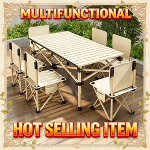 Portable Folding Camping Table for 4-6 People Adjustable Height Picnic BBQ Table 2Dropme