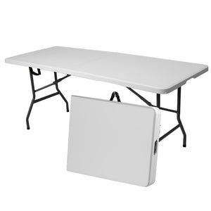 4ft/6ft Portable Plastic Folding Table – Indoor & Outdoor Dining 2Dropme