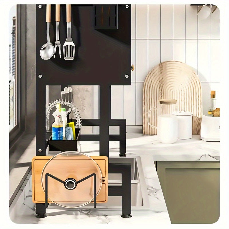 Over Sink Dish Drying Rack 1 Tier Kitchen Organizer Dustproof Storage Shelf 2Dropme
