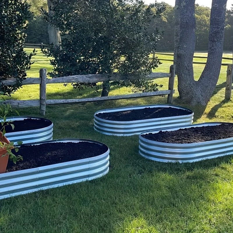4x2x1FT Galvanized Raised Garden Bed Kit Oval Metal Planter Box 2Dropme