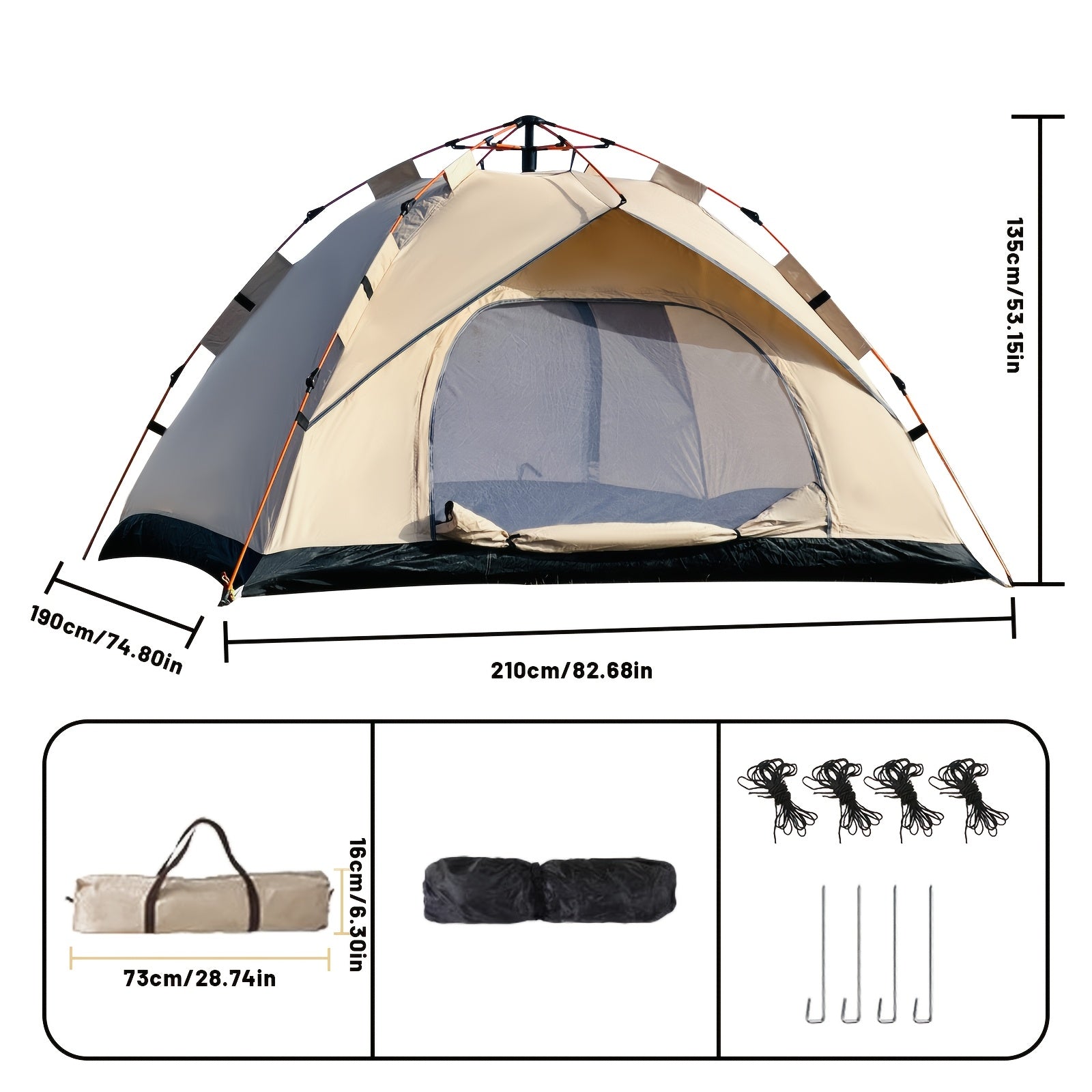 3-4 Person Instant Pop Up Camping Tent Waterproof Quick Setup Outdoor Portable 2Dropme