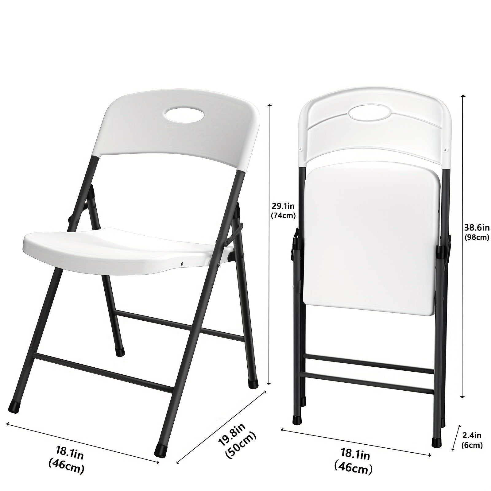 2/4/6 Pack White Plastic Folding Chairs Heavy Duty Metal Frame Indoor Outdoor 2Dropme