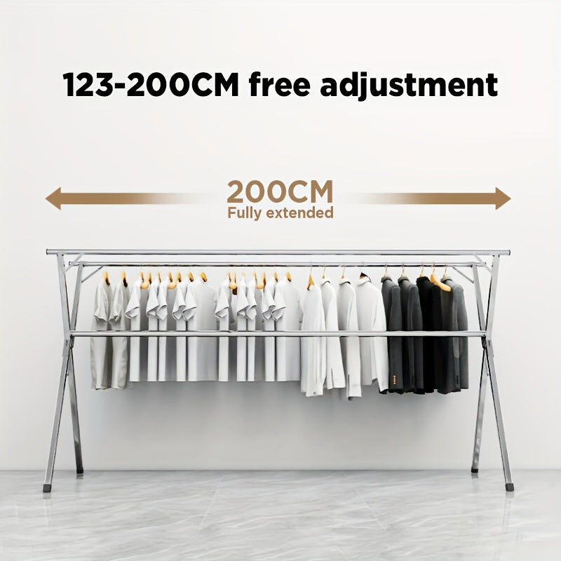 Extendable 48.4"-78.7" Folding Laundry Rack Indoor Outdoor Clothes Dryer 2Dropme