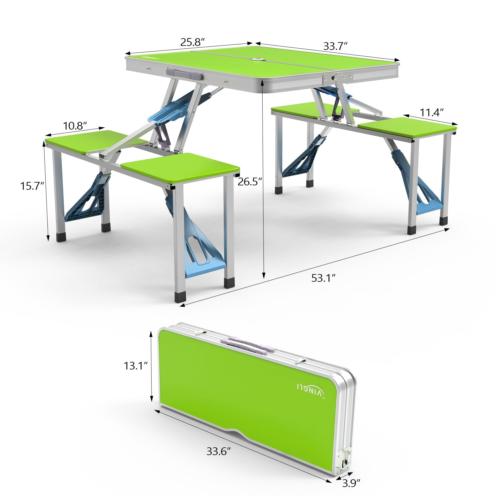 4FT Folding Camping Table w/4 Seats Portable Aluminum Table Set 2Dropme