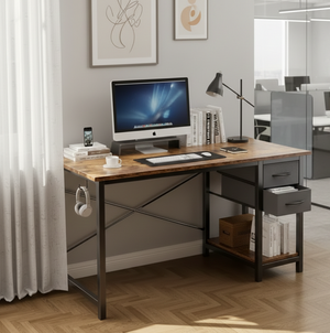 40/47 Inch Computer Desk with Fabric Storage Drawers, Modern Home Office Table 2Dropme