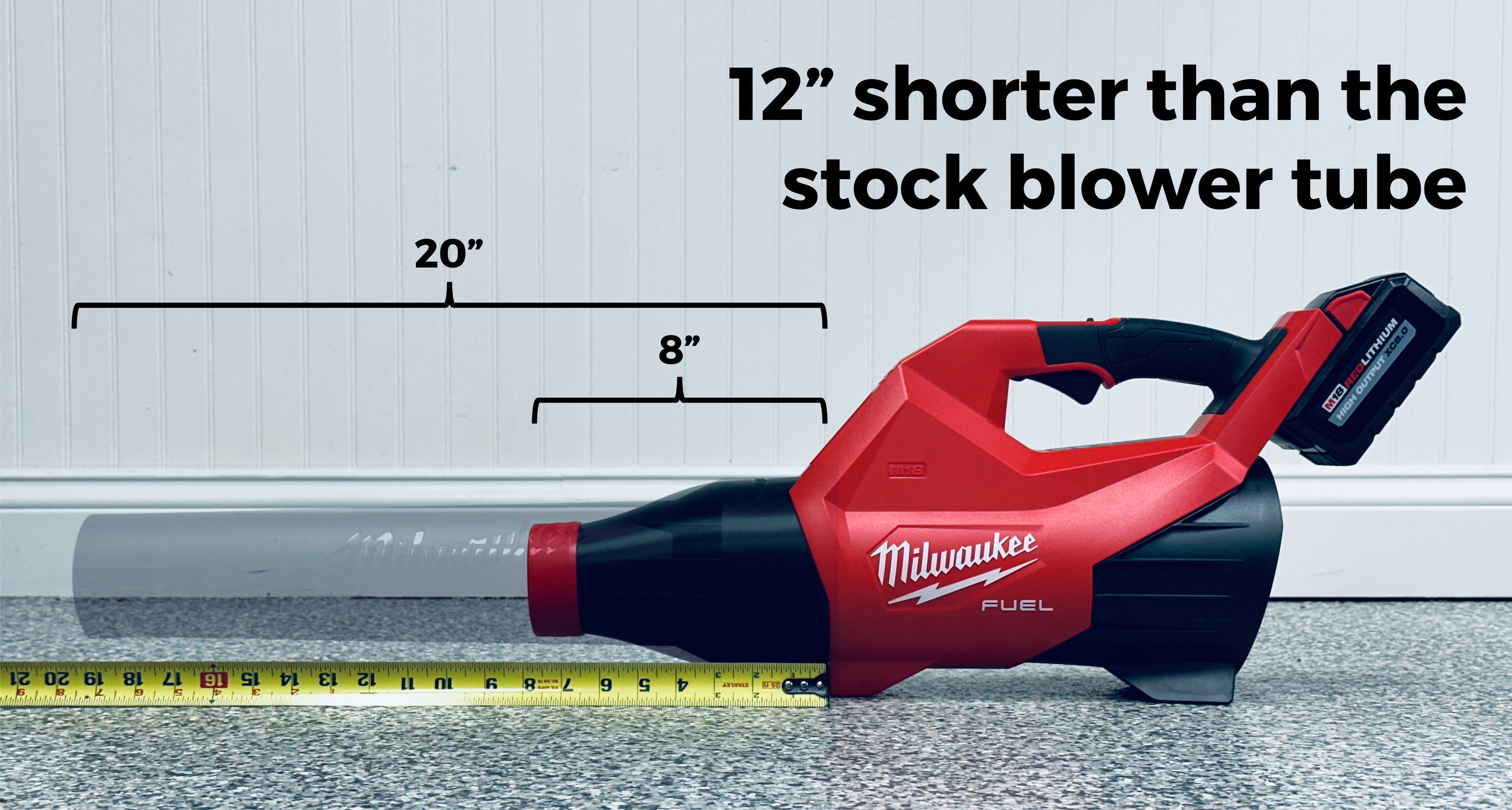 STUBBY® Car Drying Nozzle for Milwaukee M18 FUEL Gen III Single Battery Leaf Blower (3017-20) Stubby Nozzle Co.