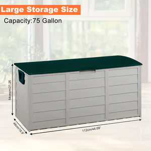 75 Gallon Heavy-Duty Outdoor Deck Box – Waterproof Patio Storage Box with Hinged Lid, Lockable & Easy Assembly 2Dropme