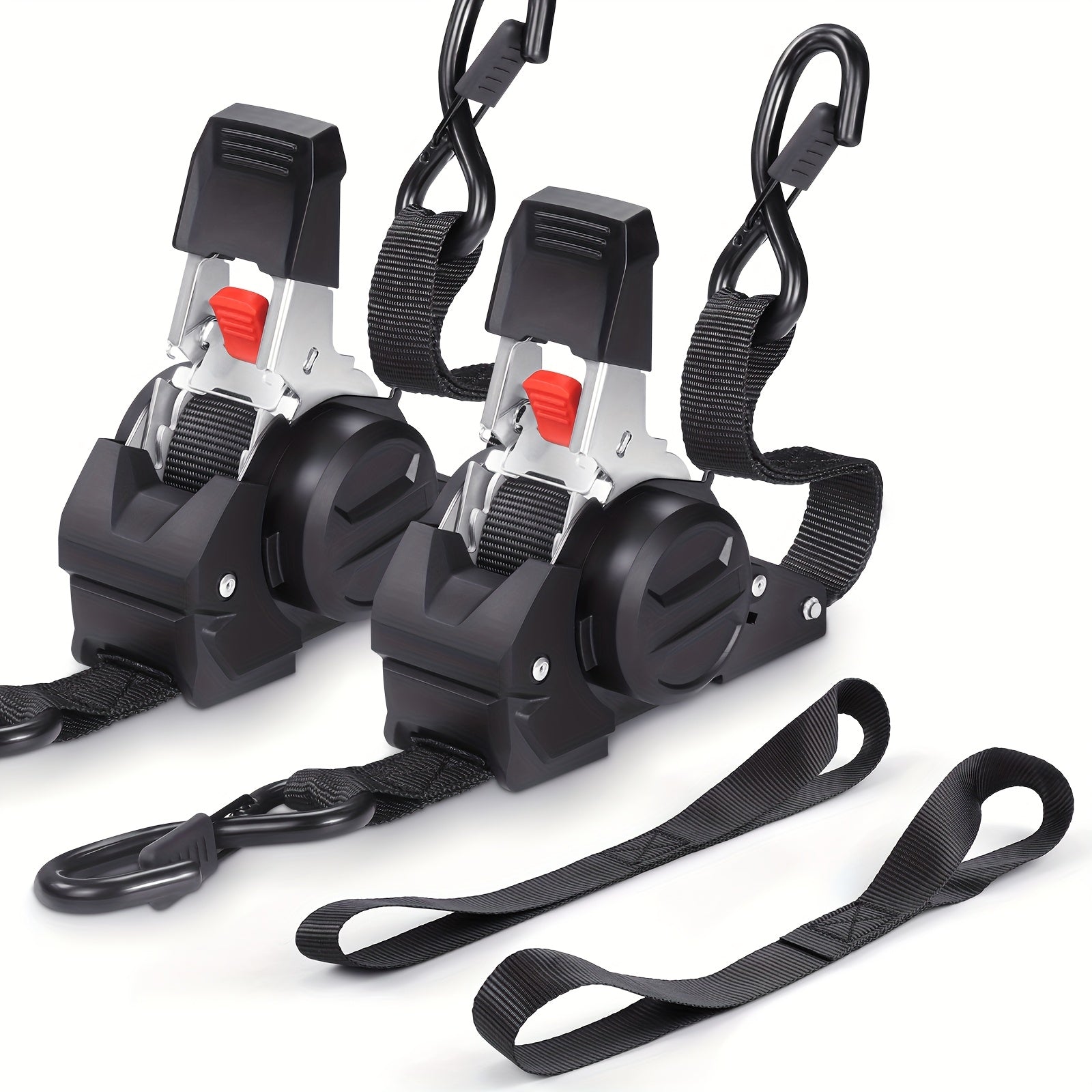 4PCS Retractable Ratchet Tie Down Straps – 10FT Heavy Duty Self-Retracting Cargo Straps for Truck, Trailer & Motorcycle 2Dropme