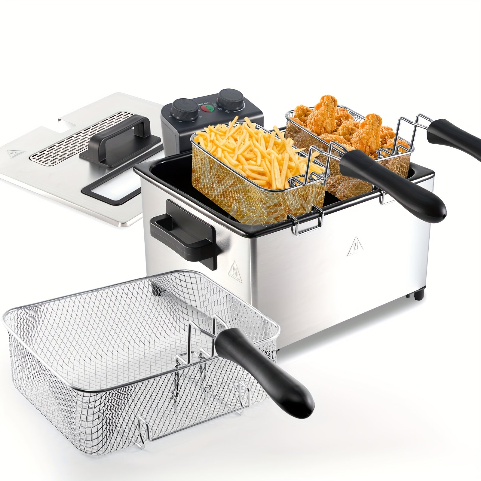 1700W Electric Deep Fryer 3L/5L Stainless Steel w Basket Timer Temperature 2Dropme