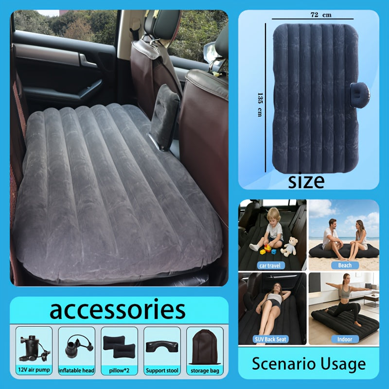 Car Inflatable Mattress Back Seat Bed SUV Travel Air Bed w/ Pump & Pillows 2Dropme