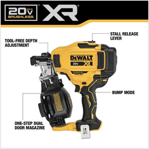 DEWALT DCN45RNB 20V MAX 15° Cordless Roofing Nailer Brushless Tool Only