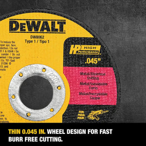 DEWALT DW8062B5W25 4-1/2 in. Metal/Stainless Cutting Wheel (25-Pack)