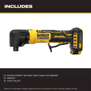 DEWALT DCG422B ATOMIC 20V MAX Right Angle Die Grinder Tool Only