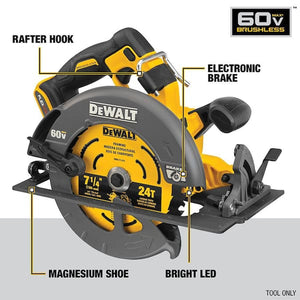 DEWALT FLEXVOLT circular saw 7-1/4 in brushless motor high power cutting