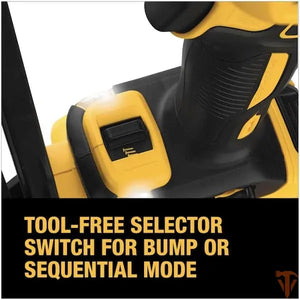 DeWalt DCN650D1 cordless nailer side view brushless finish nail tool