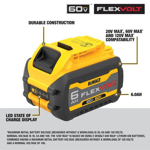 DEWALT FLEXVOLT 20V/60V MAX Lithium-Ion 6.0Ah Battery Pack – Model 1001850108 DEWALT