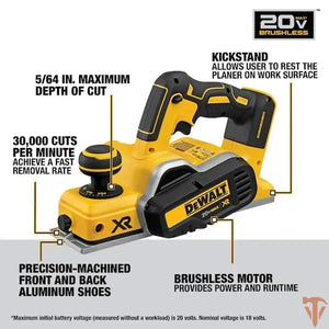 DEWALT 20V MAX XR Brushless 3-1/4 in. Planer Tool Only DEWALT