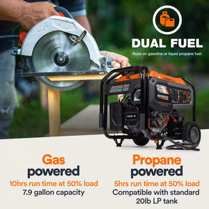 Generac 80112 GP7500E Dual Fuel Generator - 9400W Electric Start