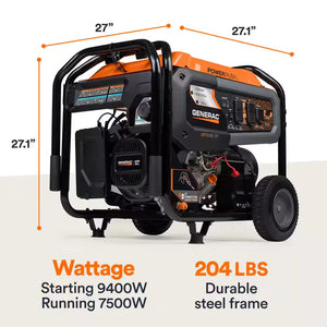 Generac 80112 GP7500E Dual Fuel Generator - 9400W Electric Start