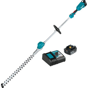 Makita XNU02T 18V LXT brushless 24-inch cordless pole hedge trimmer kit with 5.0Ah batteries and charger