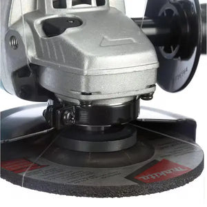 Makita angle grinder with wheel guard and handle