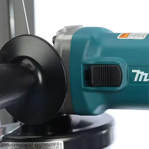 Makita angle grinder with wheel guard and handle