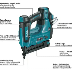 Makita 18V LXT Lithium-Ion 18-Gauge Cordless Brad Nailer Tool Only Makita