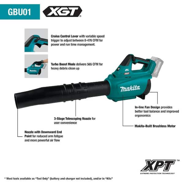 Makita GBU01M1 40V XGT 565 CFM Brushless Leaf Blower Kit