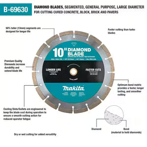 Makita B-69630 diamond blade 10 in for cutting brick stone and concrete