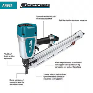 Makita Pneumatic 3-1/2 in. 21° Full Round Head Corded Framing Nailer Makita