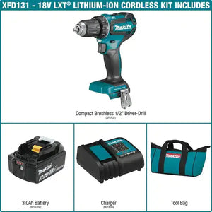 Makita 18V LXT Lithium-Ion Brushless Cordless 1/2 in. Driver-Drill Kit, 3.0Ah Makita