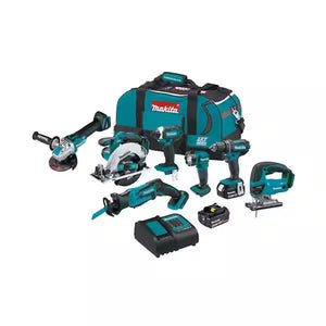 Makita 18V LXT Lithium-Ion Cordless 7-Tool Combo Kit with (2) 4.0Ah Batteries, Charger, and Bag Makita