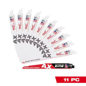 Milwaukee 9 in 5 TPI AX Nail Embedded Wood Cutting Reciprocating Saw 10 Pack+NITRUS AX