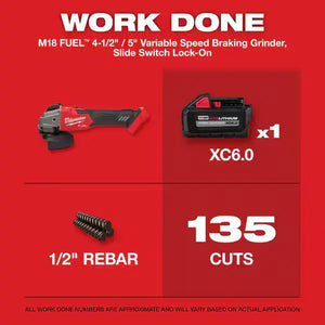 Milwaukee M18 FUEL 18V Lithium-Ion Brushless Cordless 4-1/2 in./5 in. Grinder with Variable Speed & Slide Switch (Tool-Only) Milwaukee
