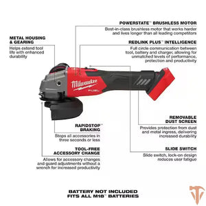 Milwaukee M18 FUEL 18V Lithium-Ion Brushless Cordless 4-1/2 in./5 in. Grinder with Variable Speed & Slide Switch (Tool-Only) Milwaukee