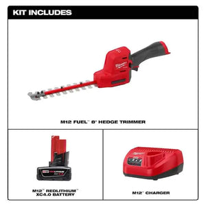 Milwaukee M12 FUEL 12V Brushless 8 in. Cordless Hedge Trimmer Kit – Battery & Charger – Open Box Milwaukee
