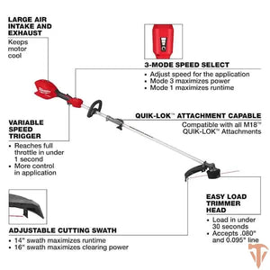 Milwaukee M18 FUEL 16 in. QUIK-LOK String Trimmer Tool Only Milwaukee