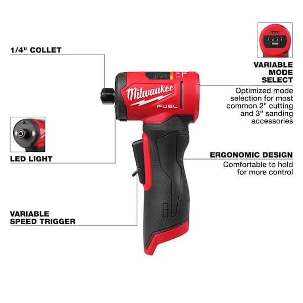 Milwaukee M12 FUEL 1/4 in. Right Angle Die Grinder Tool Only Milwaukee