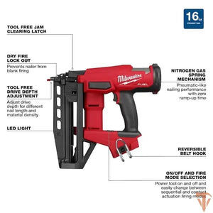 Milwaukee M18 FUEL 16-Gauge Straight Finish Nailer Tool Only Milwaukee