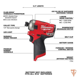 Milwaukee M12 FUEL SURGE 1/4 in. Hex Impact Driver Tool Only Milwaukee