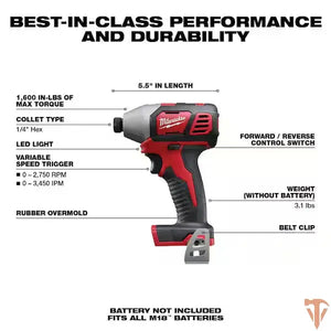 Milwaukee M18 18V Lithium-Ion Cordless 1/4 in. Hex Impact Driver Tool Only Milwaukee