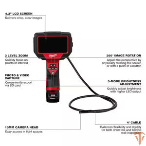 Milwaukee M12 12V Cordless M-SPECTOR 360-Degree 4 ft. Inspection Camera Kit – Open Box | SKU 1009536875 Milwaukee