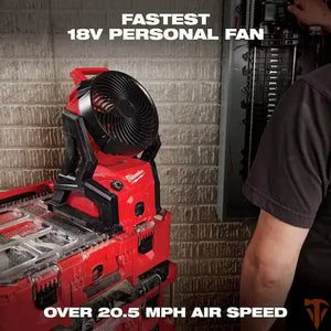 Milwaukee M18 Brushless Cordless PACKOUT Jobsite Fan – Portable Jobsite Cooling (Tool Only, Open Box) Milwaukee
