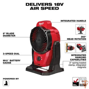Milwaukee M12 12V Cordless Jobsite Fan – Tool Only – Open Box Milwaukee
