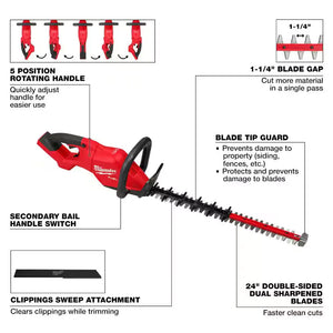 Milwaukee 3033-20 M18 FUEL 24 in Cordless Hedge Trimmer Tool Only