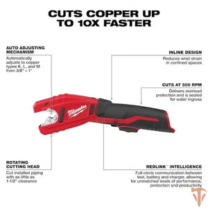 Milwaukee M12 12V Cordless Copper Tubing Cutter Tool Only Open Box Milwaukee