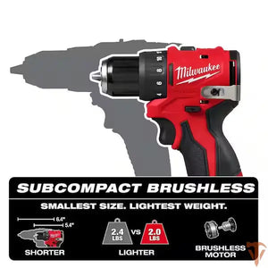 Milwaukee M12 12V Lithium-Ion Subcompact Brushless Cordless 3/8 in. Drill Driver (Tool-Only) Milwaukee