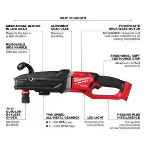 Milwaukee M18 FUEL 18V Brushless GEN 2 SUPER HAWG 7/16 in. Right Angle Drill (Tool Only) – Open Box | SKU 1004403925 Milwaukee