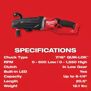 Milwaukee M18 FUEL 18V Brushless GEN 2 SUPER HAWG 7/16 in. Right Angle Drill (Tool Only) – Open Box | SKU 1004403925 Milwaukee